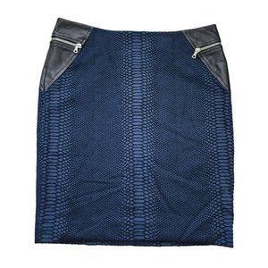 Yigal Azrouel NWT Blue Leather Trim Skirt Reptile Print 12
